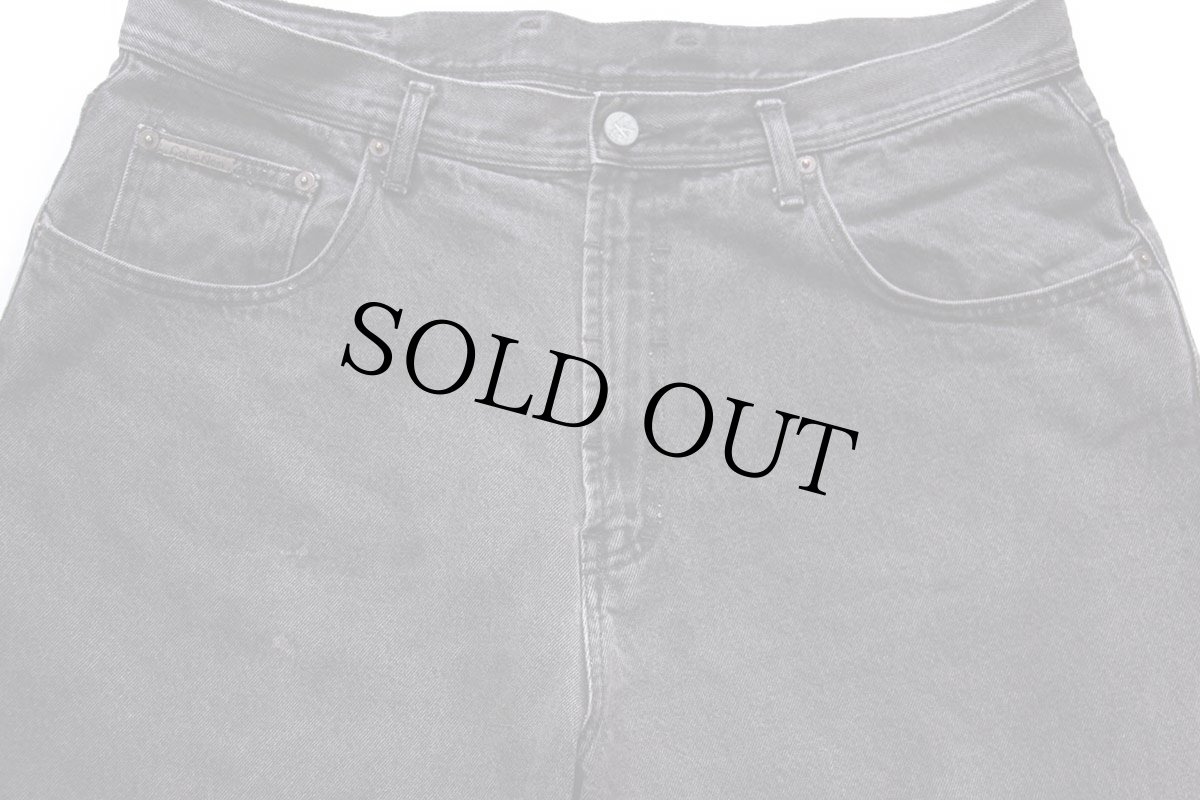 画像4: 90s USA製 Calvin Kleinカルバンクライン テーパード ブラック デニムパンツ フェード w38 (4)