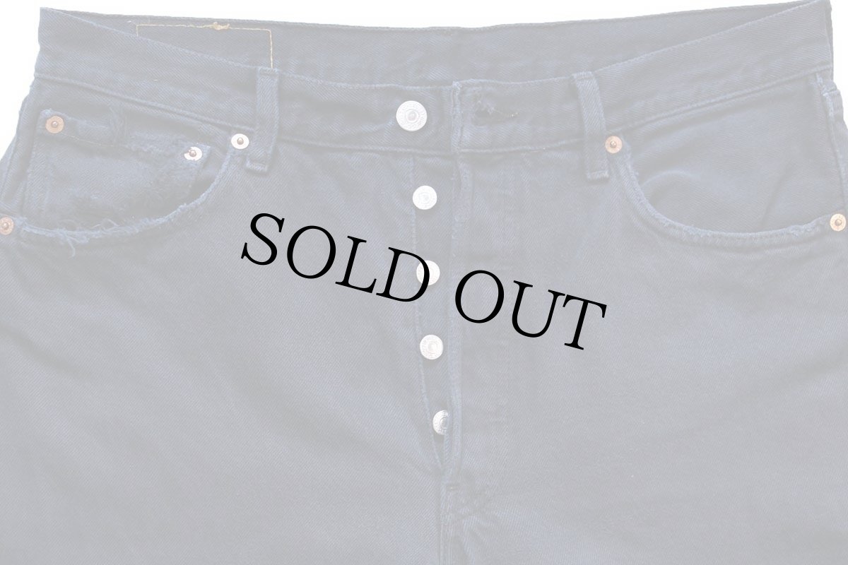 画像4: 90s トルコ製 Levi'sリーバイス 501 ダメージ 後染め ブラック デニムパンツ W34 L32★ユーロ (4)