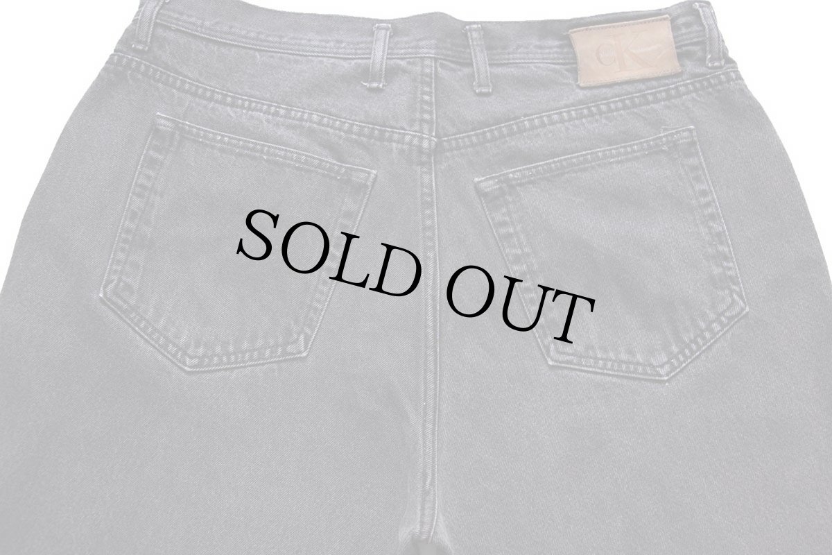 画像5: 90s USA製 Calvin Kleinカルバンクライン テーパード ブラック デニムパンツ フェード w38 (5)