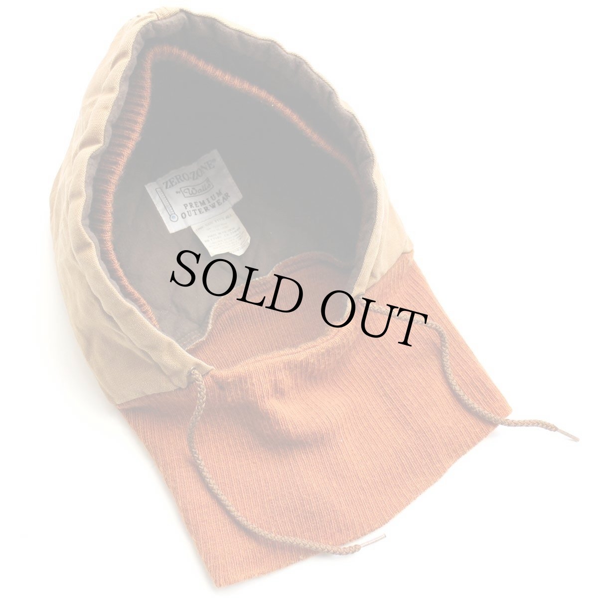 画像1: 90s メキシコ製 ZERO-ZONE Walls キルティングライナー ダック地 フードウォーマー 茶★バラクラバ 目出し帽 (1)