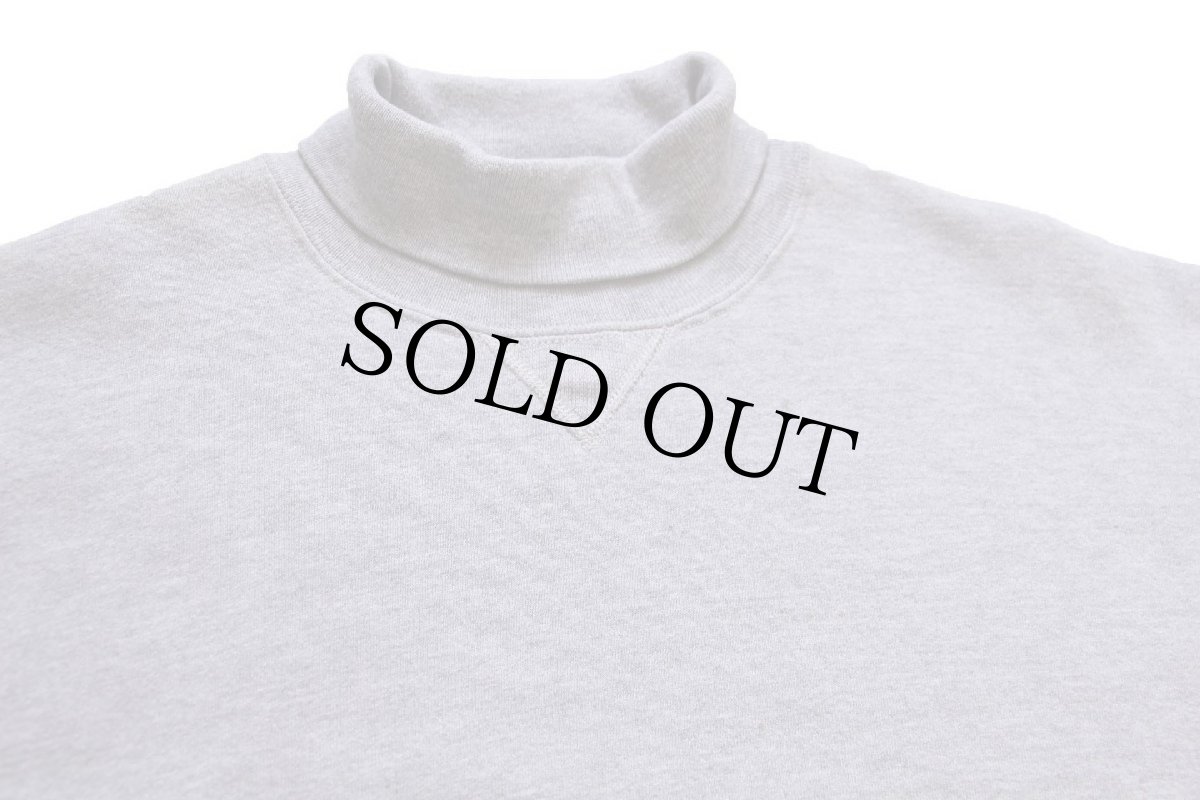 画像3: 90s USA製 RUSSELLラッセル 無地 タートルネック 前V スウェット 杢グレー XL★ブランク (3)