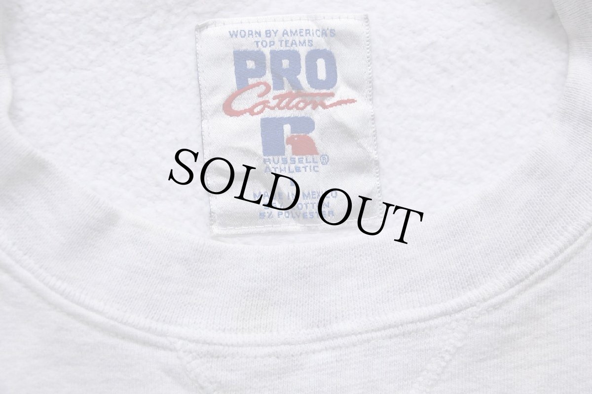 画像4: 90s メキシコ製 RUSSELLラッセル 無地 前V スウェット 杢ライトグレー L★ブランク (4)