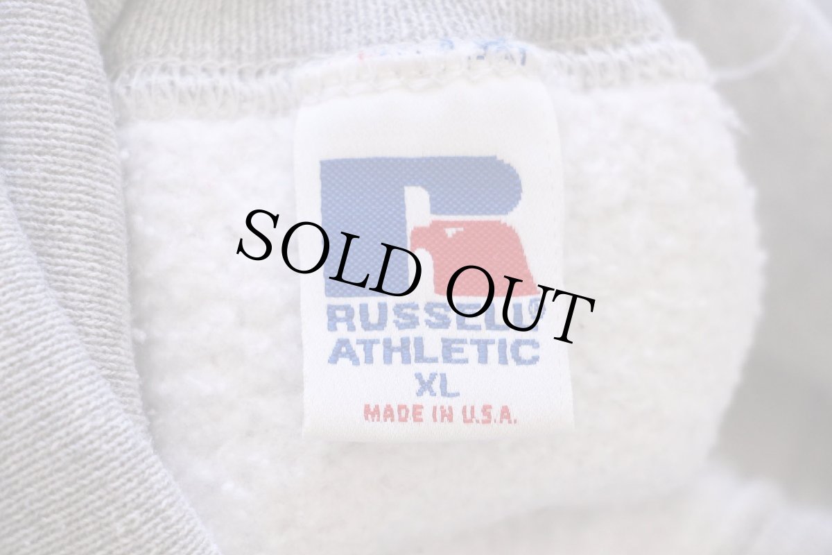 画像4: 90s USA製 RUSSELLラッセル 無地 タートルネック 前V スウェット 杢グレー XL★ブランク (4)