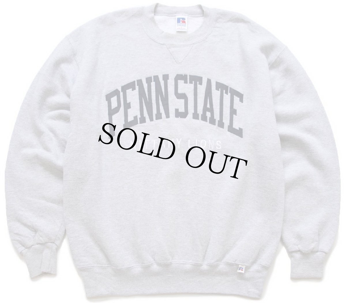 画像1: 90s USA製 RUSSELLラッセル PENN STATE NITTANY LIONS アップリケ 前V スウェット 杢グレー L (1)