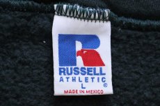 画像4: 90s メキシコ製 RUSSELLラッセル 無地 ハイネック ハーフジップ スウェット 青緑 L★ブランク (4)