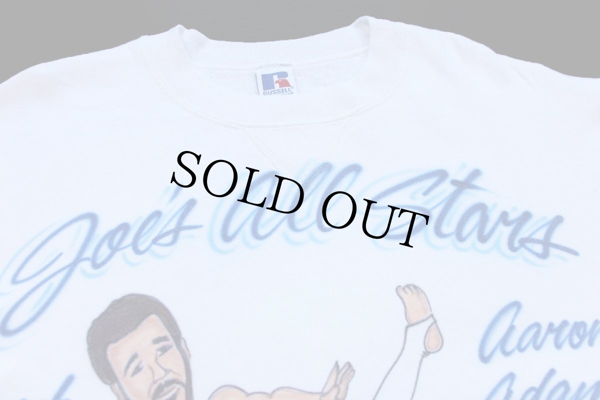 画像3: 90s USA製 RUSSELLラッセル あん馬 エアブラシ アート 前V スウェット 白 L (3)