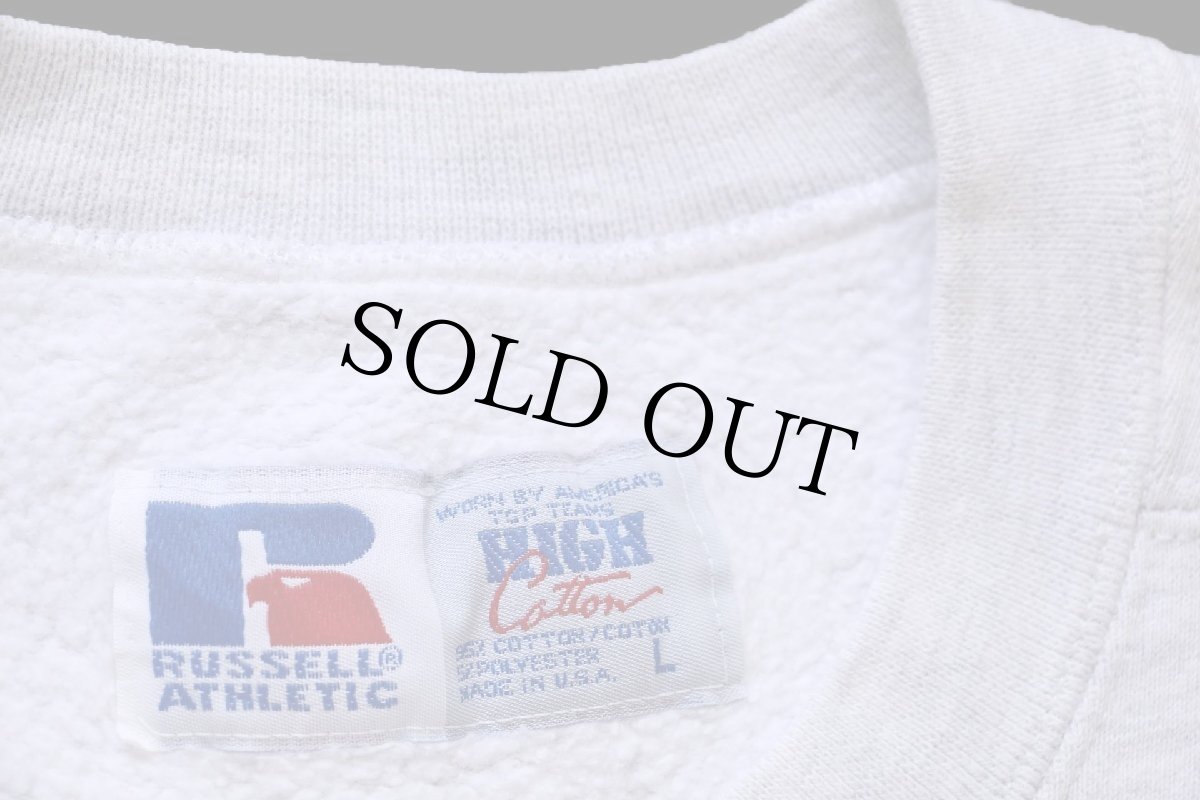 画像4: 90s USA製 RUSSELLラッセル ASU アップリケ 前V スウェット 杢ライトグレー L (4)