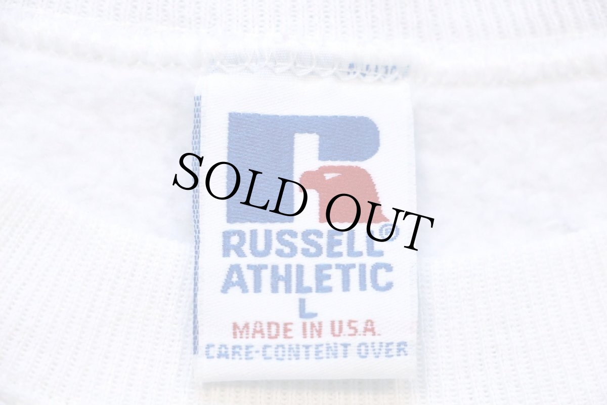 画像5: 90s USA製 RUSSELLラッセル あん馬 エアブラシ アート 前V スウェット 白 L (5)