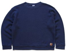 画像1: 00s carharttカーハート ハニカム サーマル コットン スウェット 紺 XL (1)
