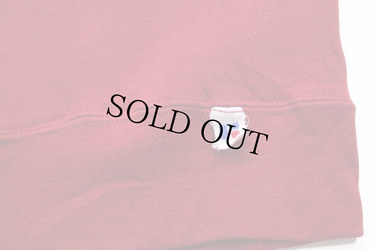 画像5: 90s USA製 RUSSELLラッセル 無地 前V スウェット 濃赤 L★ブランク (5)