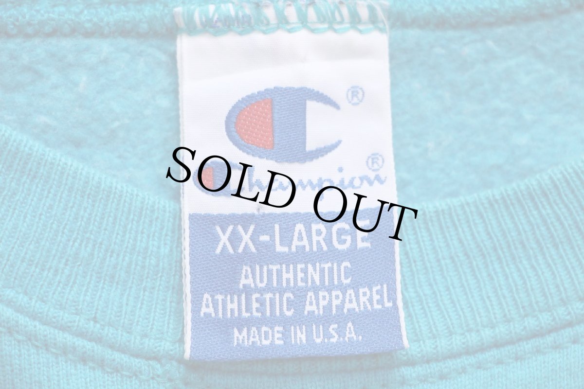 画像4: 90s USA製 Championチャンピオン スクリプト ビッグロゴ刺繍 マルチカラー 切り替え 前V スウェット XXL★特大 (4)