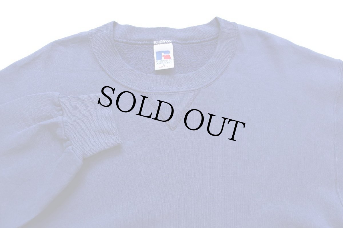 画像3: 90s USA製 RUSSELLラッセル 無地 前V スウェット 薄紺 L★ブランク (3)