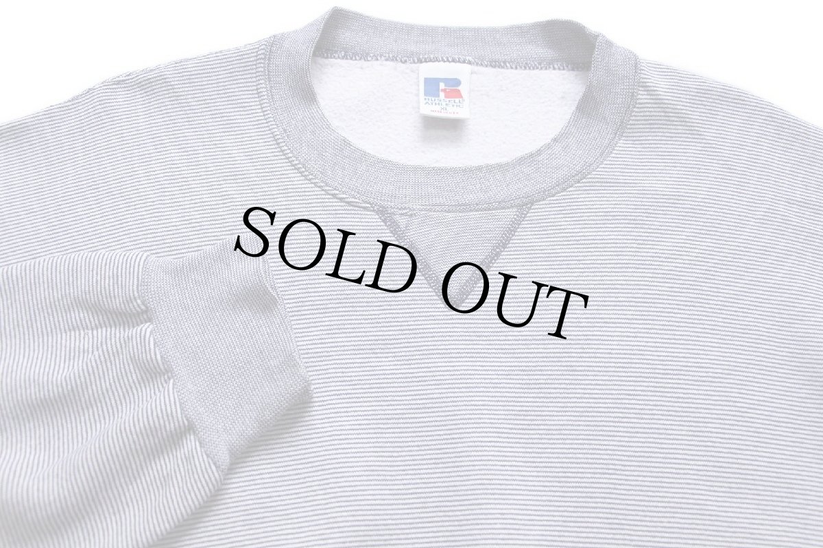 画像3: 90s USA製 RUSSELLラッセル ボーダー 前V スウェット 紺×白 XL (3)