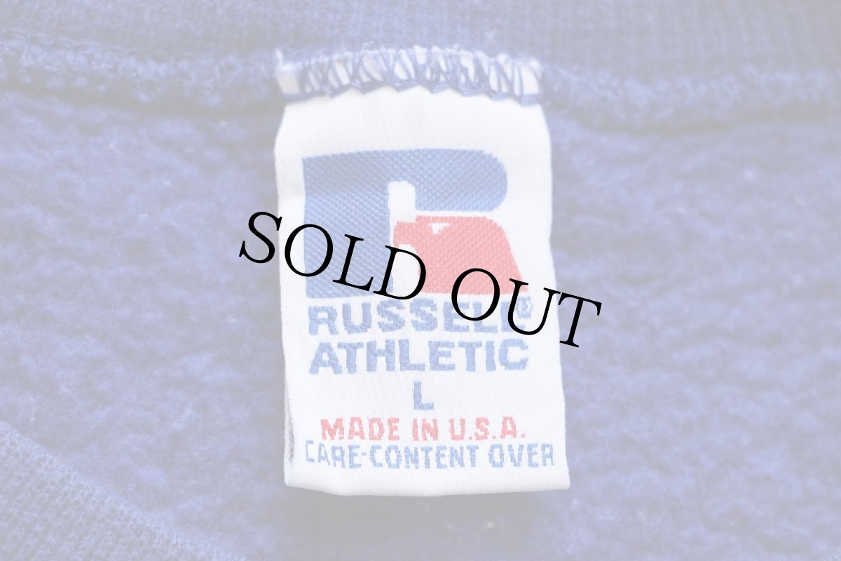 画像4: 90s USA製 RUSSELLラッセル 無地 前V スウェット 青 L★ブランク (4)