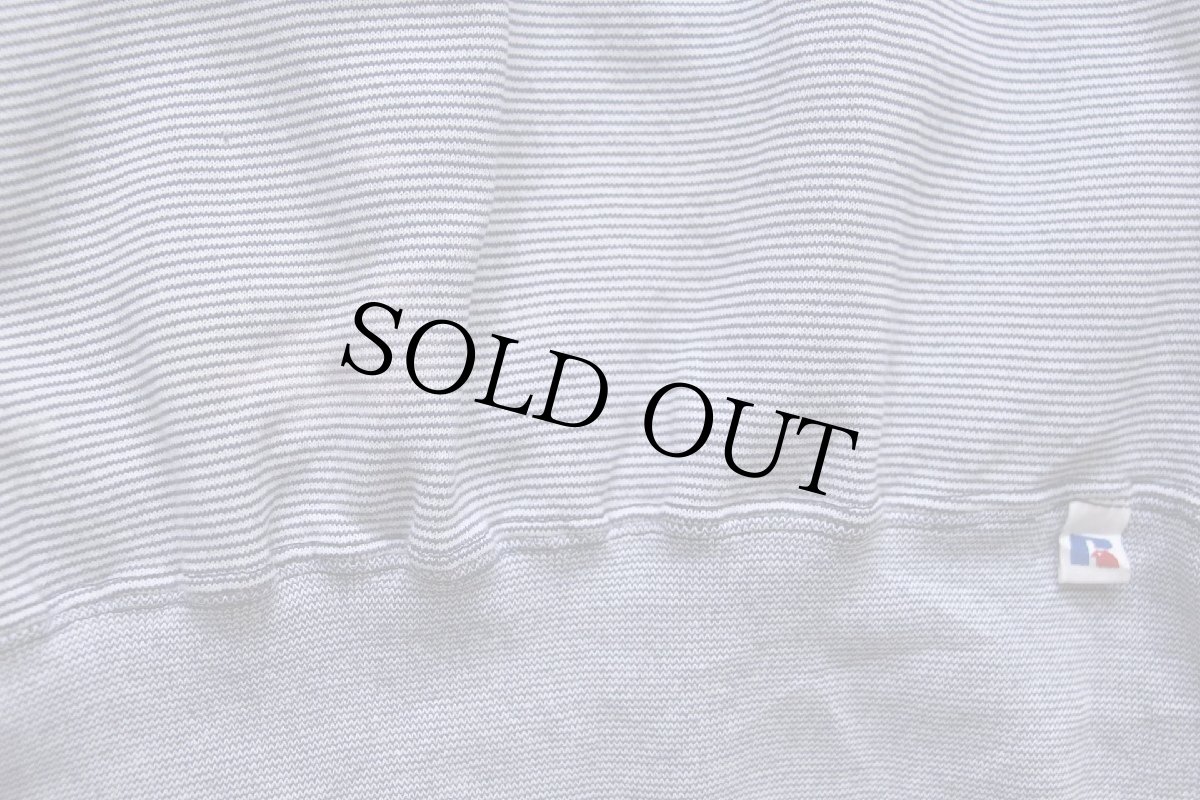 画像6: 90s USA製 RUSSELLラッセル ボーダー 前V スウェット 紺×白 XL (6)