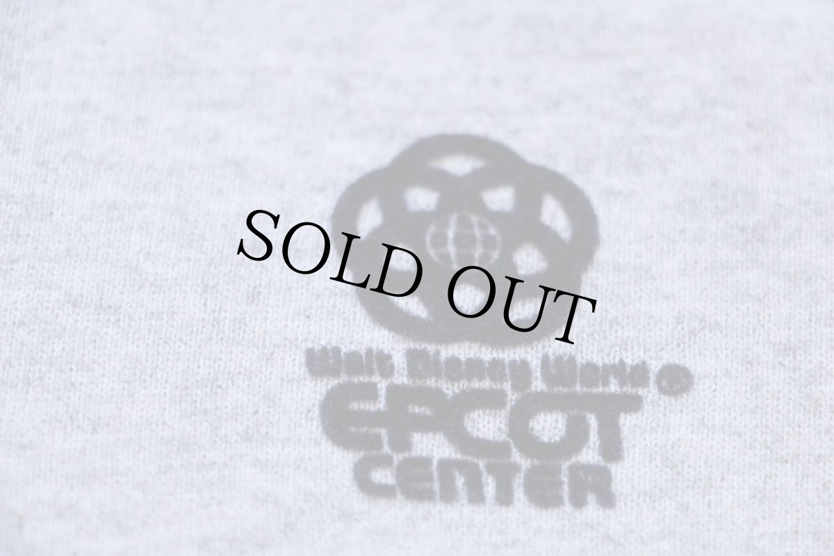 画像4: 80s USA製 Disneyディズニー EPCOT CENTER フェルトプリント ヘンリーネック スウェットパーカー 杢グレー L★フーディー (4)