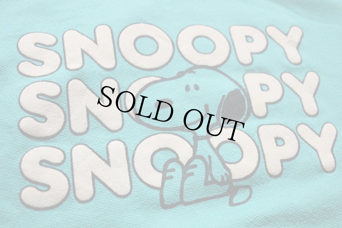 画像3: 80s SNOOPY スヌーピー 発泡プリント スウェットパーカー エメラルドグリーン S★フーディー (3)