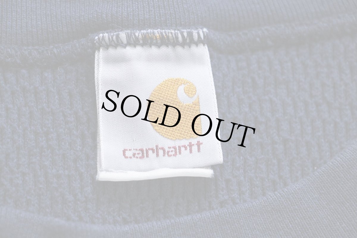 画像4: 00s carharttカーハート ハニカム サーマル コットン スウェット 紺 XL (4)