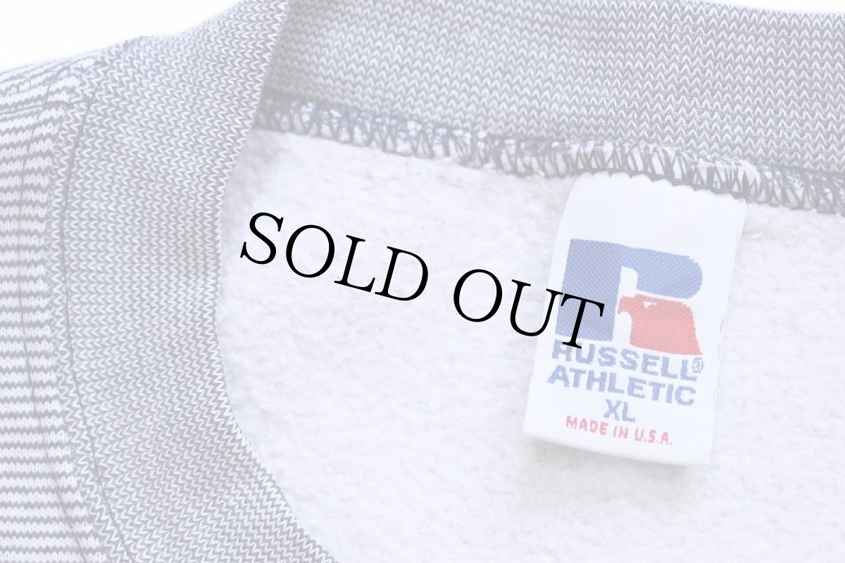 画像4: 90s USA製 RUSSELLラッセル ボーダー 前V スウェット 紺×白 XL (4)