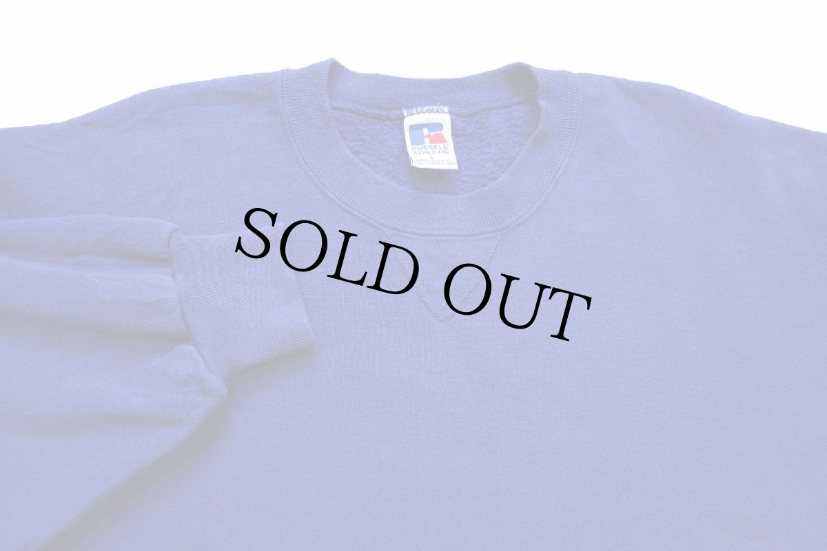 画像3: 90s USA製 RUSSELLラッセル 無地 前V スウェット 青 L★ブランク (3)