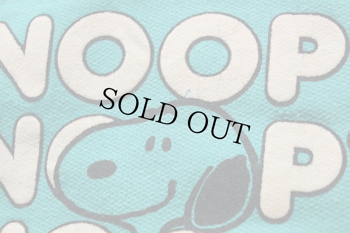 画像4: 80s SNOOPY スヌーピー 発泡プリント スウェットパーカー エメラルドグリーン S★フーディー (4)