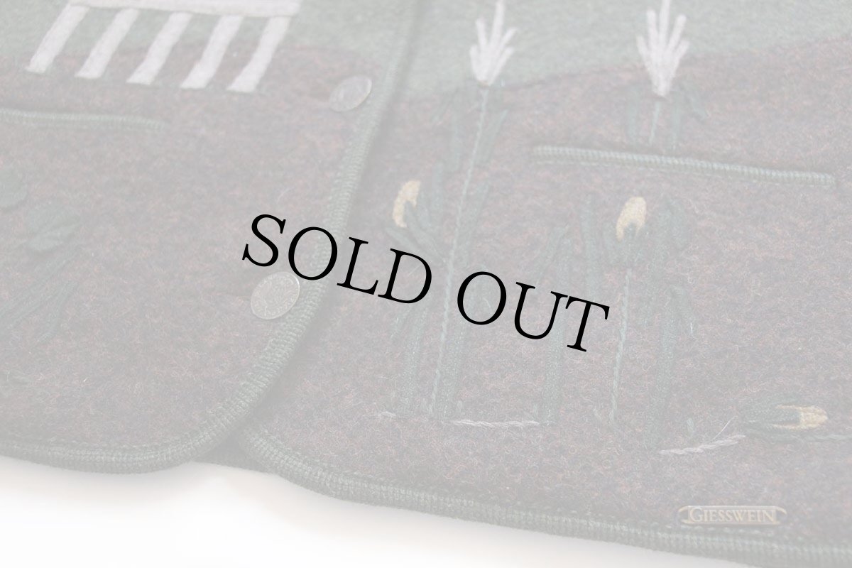 画像7: オーストリア製 GIESSWEIN 風景柄 アップリケ アート スタンドカラー チロリアン ボイルドウール ジャケット 38 (7)