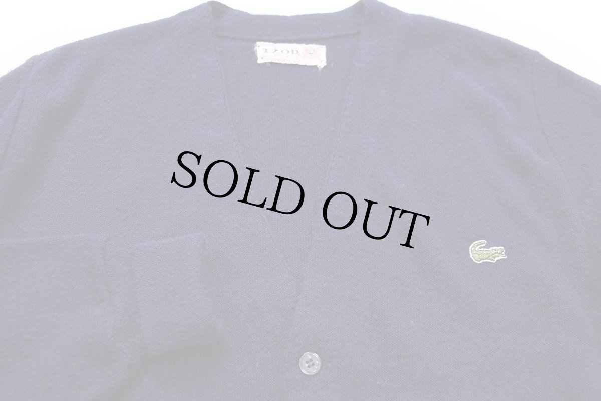 画像3: 70s USA製 IZOD OF LONDON ワンポイント パール編み アクリルニット カーディガン 紺★LACOSTEラコステ (3)