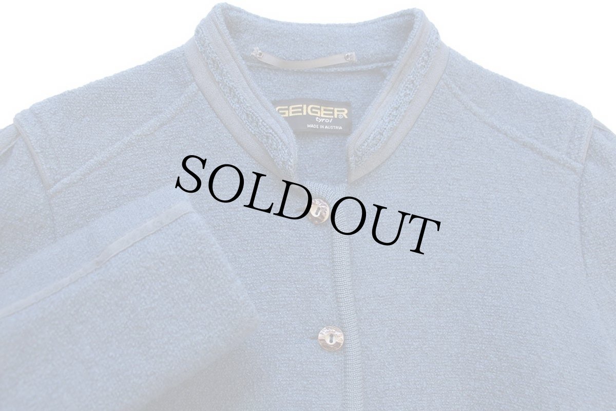 画像3: オーストリア製 GEIGER スタンドカラー チロリアン ニット切り替え ボイルドウール ジャケット ブルーグレー 46 (3)