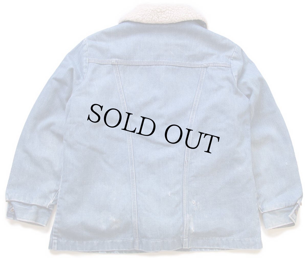 画像2: 70s USA製 Wranglerラングラー ダメージ ボアライナー デニム ランチコート L (2)