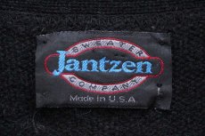 画像4: 80s USA製 Jantzen 無地 パチポケ ウールニット カーディガン 黒 L (4)