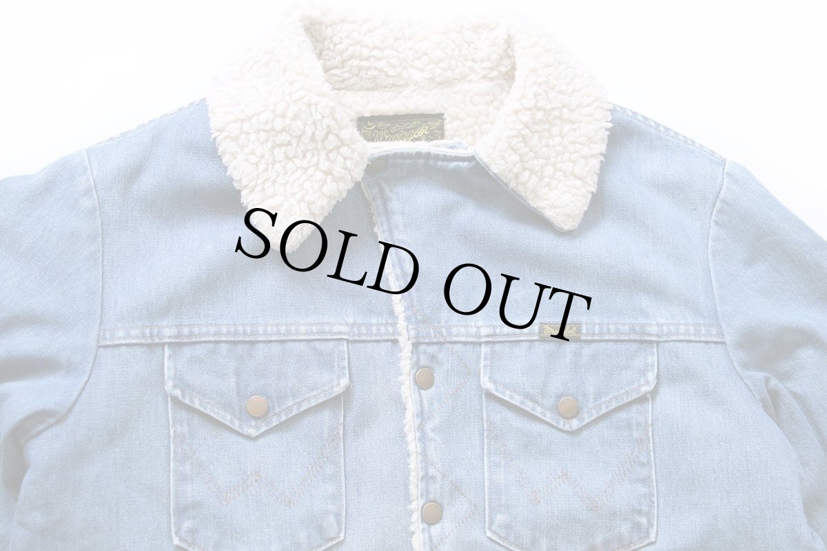 画像3: 70s USA製 Wranglerラングラー ダメージ ボアライナー デニム ランチコート L (3)