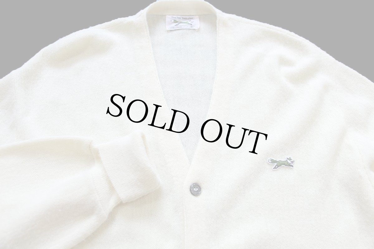 画像3: 80s USA製 JCPenney The Fox ワンポイント パール編み アクリルニット カーディガン クリーム XL (3)
