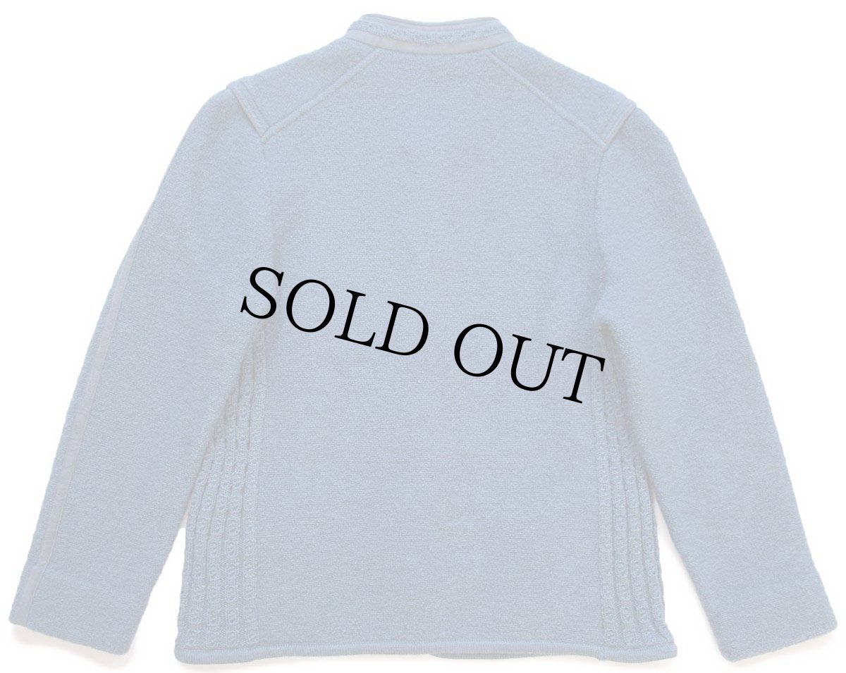 画像2: オーストリア製 GEIGER スタンドカラー チロリアン ニット切り替え ボイルドウール ジャケット ブルーグレー 46 (2)