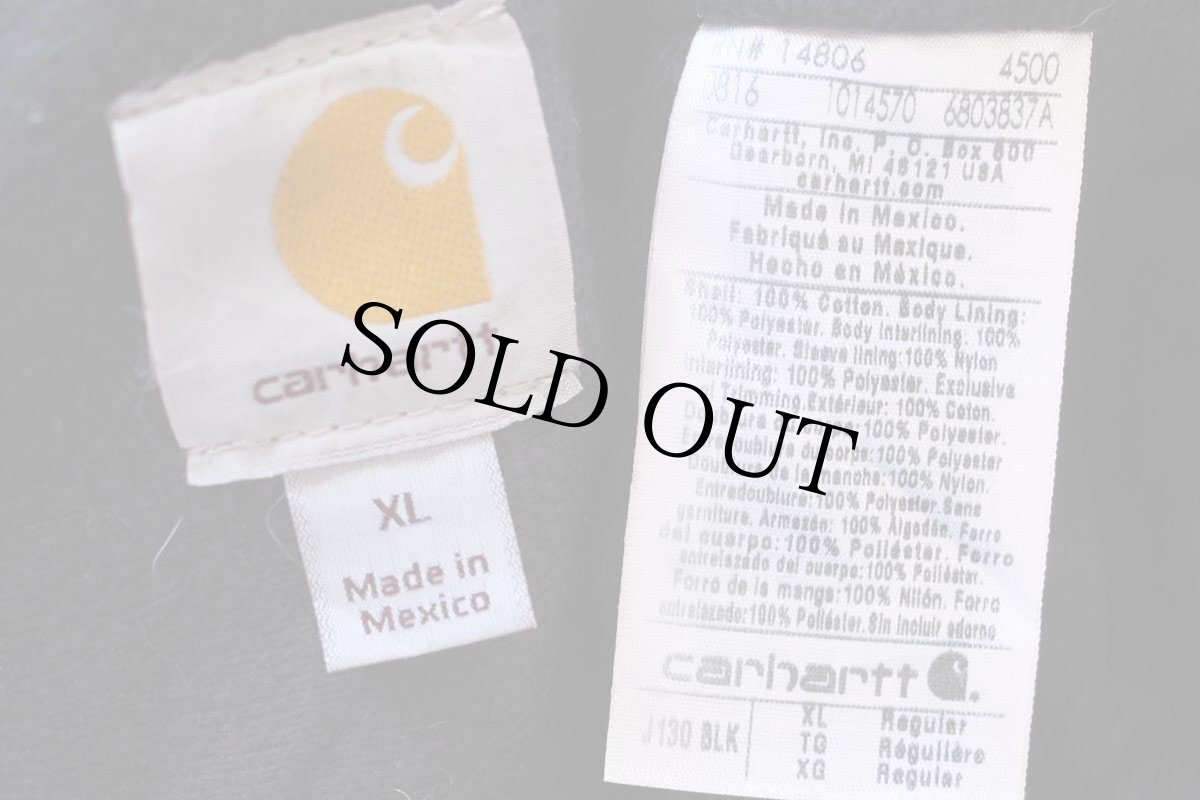 画像4: メキシコ製 carharttカーハート 刺繍入り キルティングライナー ダック地 アクティブジャケット パーカー 黒 フェード XL (4)