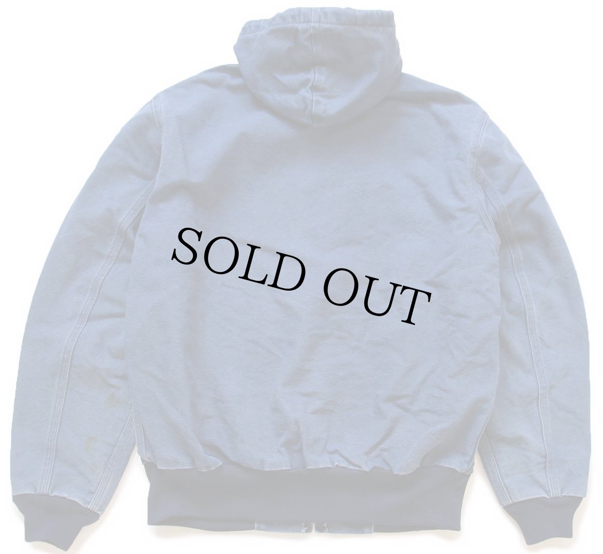 画像2: 00s USA製 carharttカーハート 裏サーマル ダック地 アクティブジャケット パーカー 薄紺 M (2)