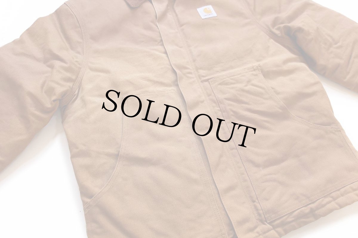 画像6: 00s USA製 carharttカーハート キルティングライナー ダック地 トラディショナルジャケット 茶 フェード 42T (6)