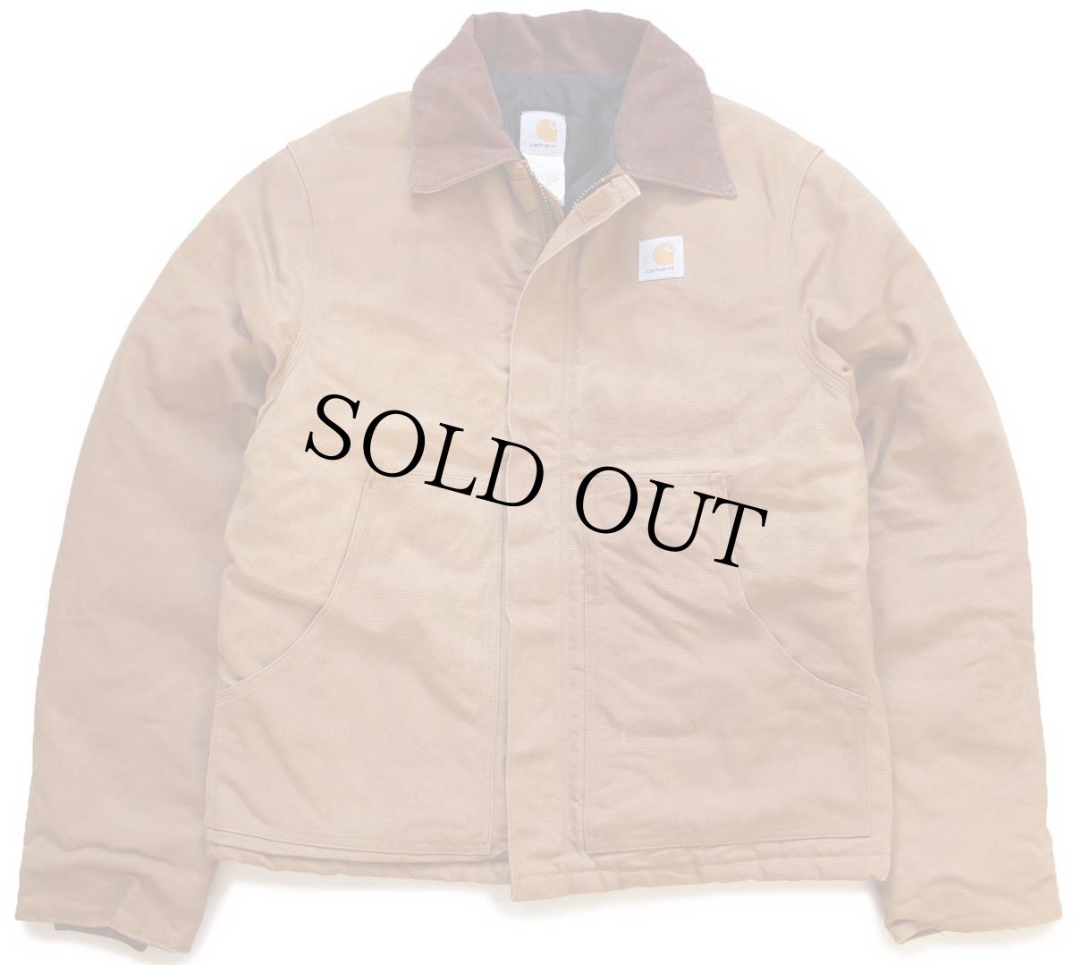 画像1: 00s USA製 carharttカーハート キルティングライナー ダック地 トラディショナルジャケット 茶 フェード 42T (1)