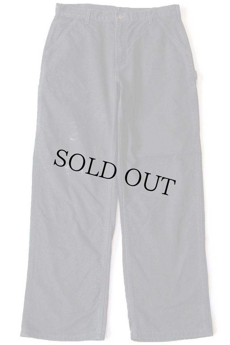 画像2: 00s メキシコ製 carharttカーハート ペンキ飛び ダック地 ペインターパンツ 黒 w36 L32 (2)