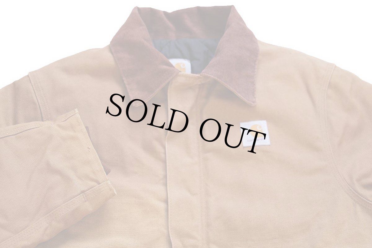 画像3: 00s USA製 carharttカーハート キルティングライナー ダック地 トラディショナルジャケット 茶 フェード 42T (3)