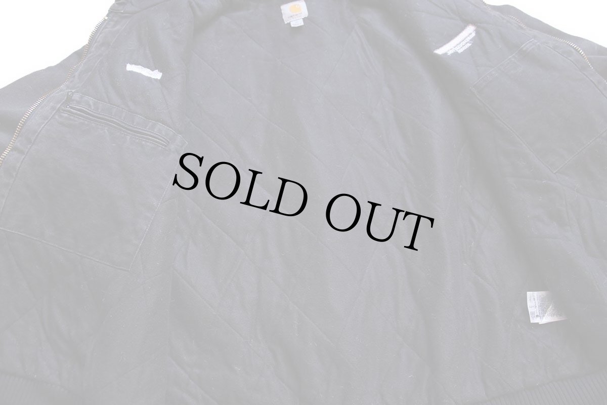 画像5: メキシコ製 carharttカーハート 刺繍入り キルティングライナー ダック地 アクティブジャケット パーカー 黒 フェード XL (5)