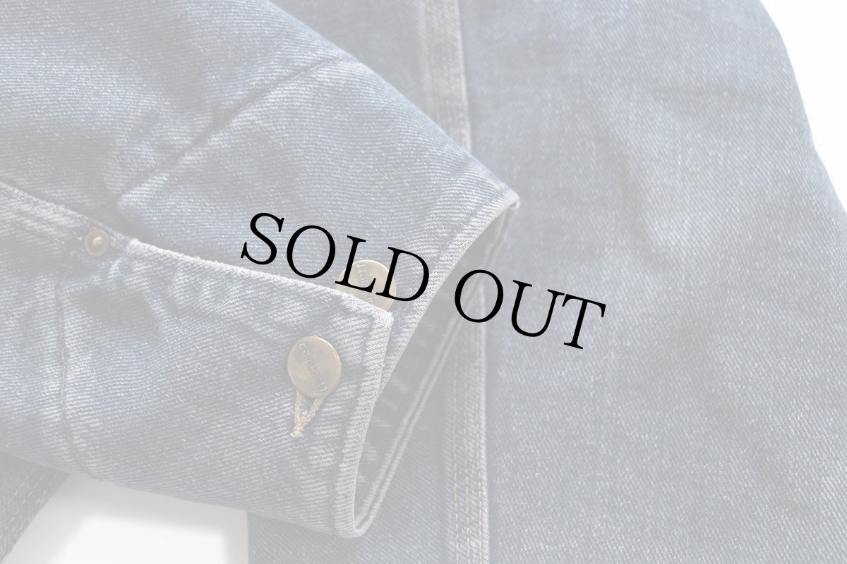 画像7: 90s USA製 carharttカーハート ネイティブ柄 ブランケットライナー デニム ワークジャケット L (7)