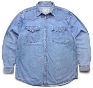 90s Levi'sリーバイス カラーデニム ウエスタンシャツ 紺 L