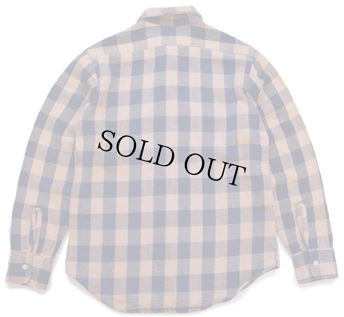 画像2: 70s MONTGOMERY WARD バッファローチェック コットン フランネルシャツ 茶×紺 M (2)