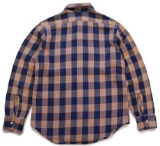 画像2: 70s MONTGOMERY WARD バッファローチェック コットン フランネルシャツ 茶×紺 M (2)