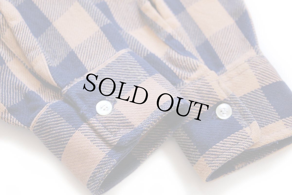 画像6: 70s MONTGOMERY WARD バッファローチェック コットン フランネルシャツ 茶×紺 M (6)