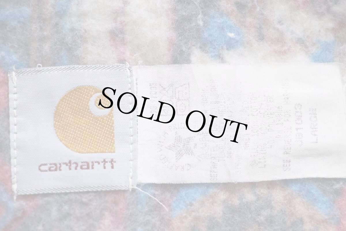 画像4: 90s USA製 carharttカーハート ネイティブ柄 ブランケットライナー デニム ワークジャケット L (4)