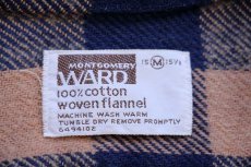 画像4: 70s MONTGOMERY WARD バッファローチェック コットン フランネルシャツ 茶×紺 M (4)