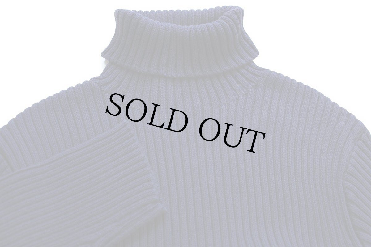 画像3: 90s ポロ ラルフローレン 無地 タートルネック コットン リブニット セーター ナス紺 L (3)