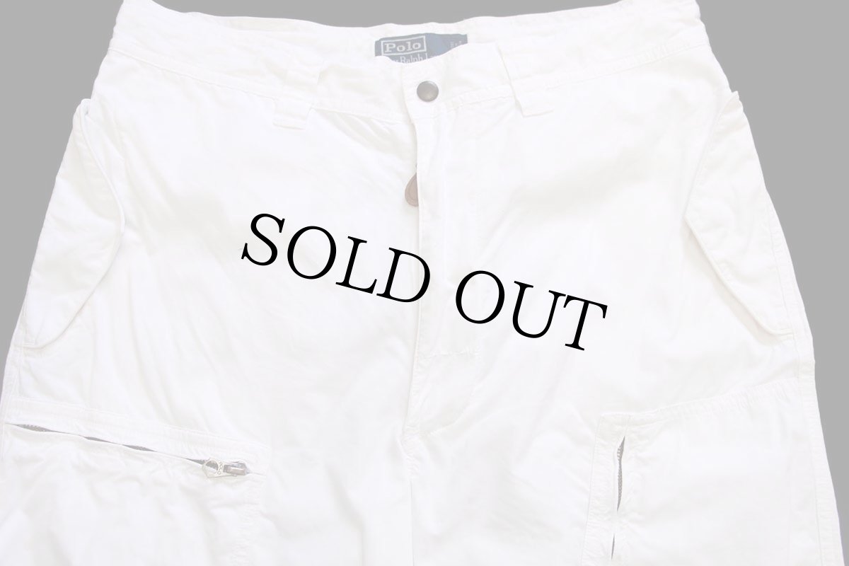 画像4: 00s ポロ ラルフローレン コットンポプリン カーゴパンツ 白 32/31 (4)