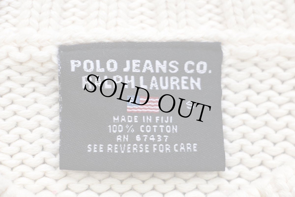 画像4: 00s POLO JEANS ポロ ジーンズ ラルフローレン 星条旗 U.S.A. パッチ付き コットンニット セーター ナチュラル S (4)